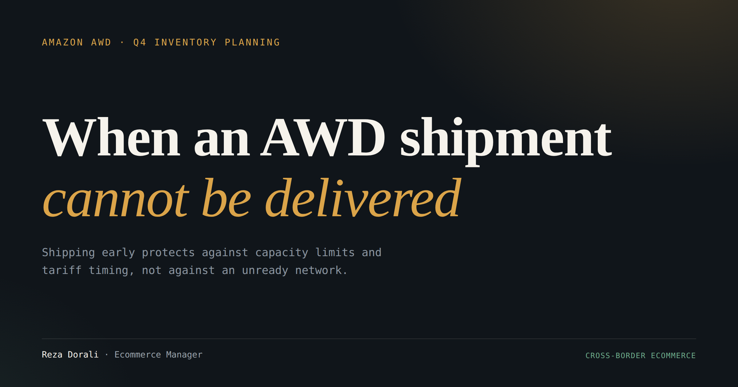 Cover: When an AWD shipment cannot be delivered